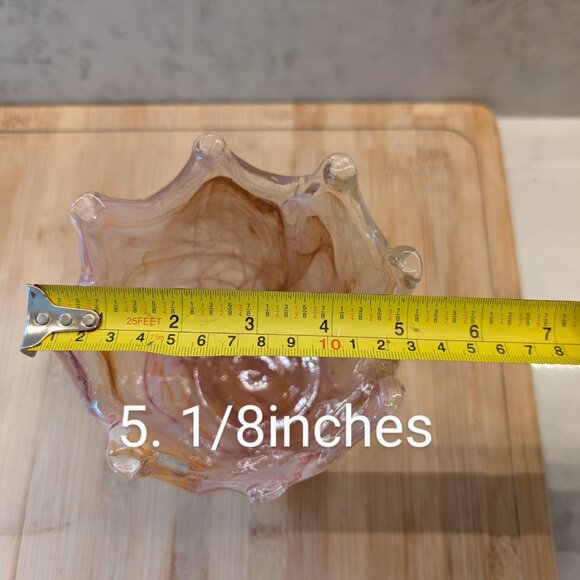 Murano Hand Blown Glass Crown Shape Vase - Picture 4 of 10